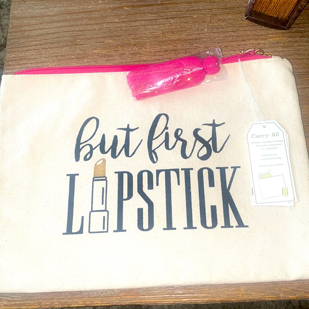 Canvas clutch- perfect for makeup, iPad, purse